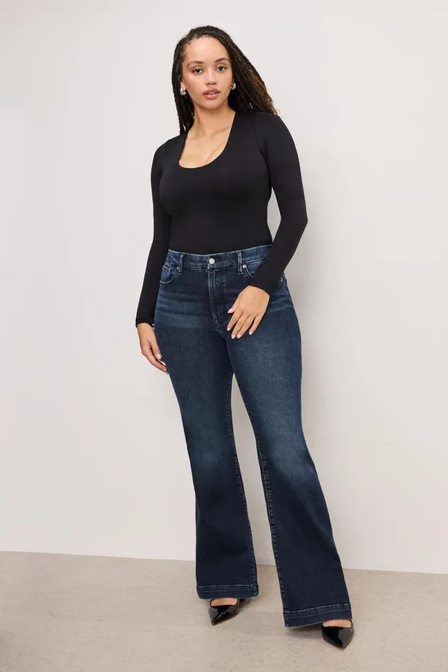 Women GOOD AMERICAN Jeans ALWAYS FITS GOOD LEGS FLAREJEANS Indigo744