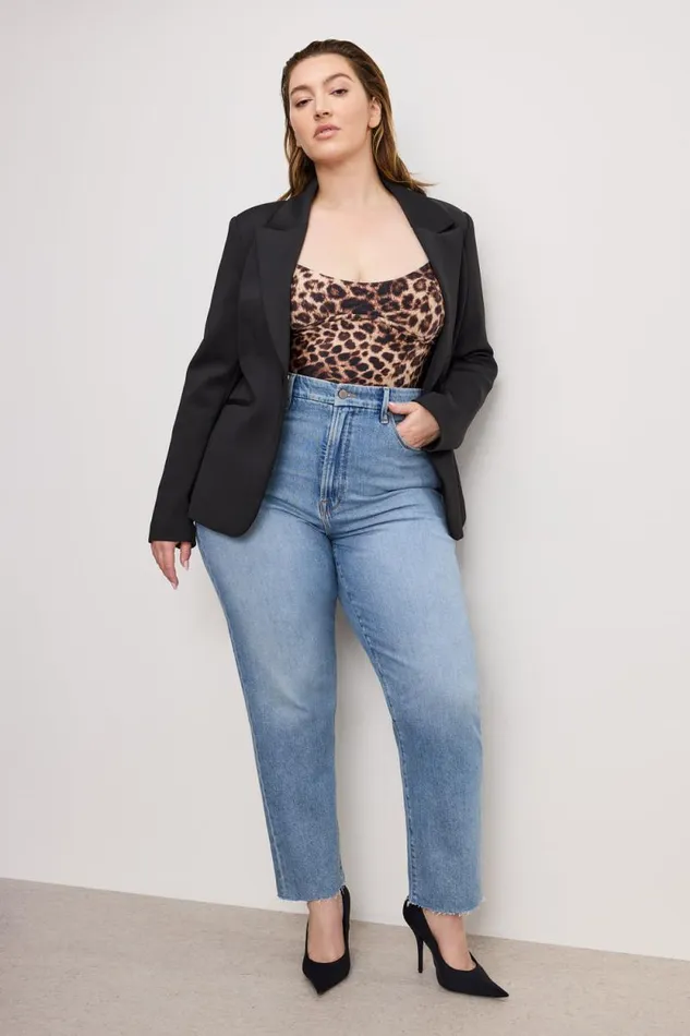 Women GOOD AMERICAN Jeans GOOD BOY STRAIGHT CROPPEDJEANS Indigo766