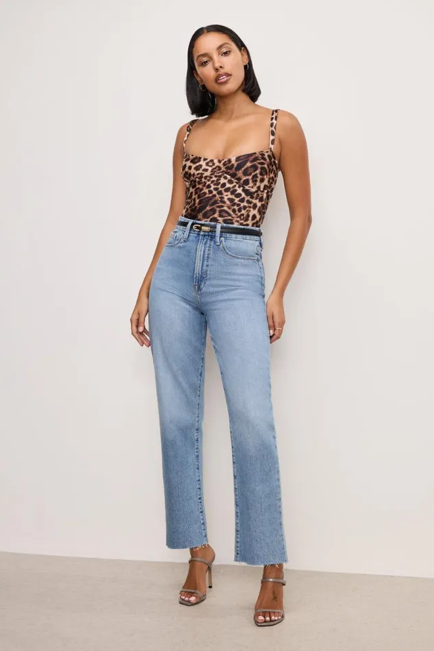 Women GOOD AMERICAN Jeans GOOD BOY STRAIGHT CROPPEDJEANS Indigo766