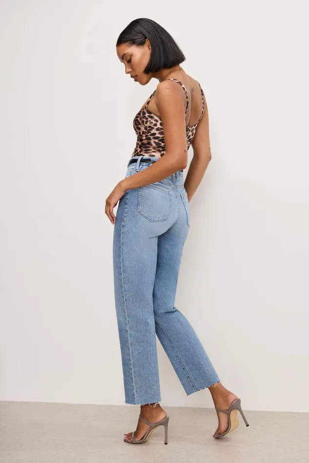 Women GOOD AMERICAN Jeans GOOD BOY STRAIGHT CROPPEDJEANS Indigo766