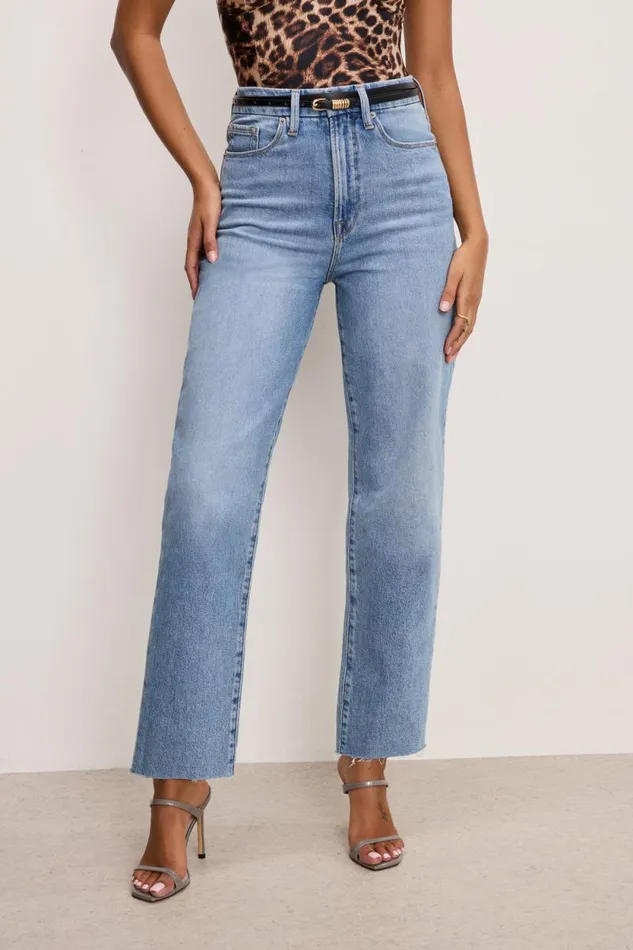 Women GOOD AMERICAN Jeans GOOD BOY STRAIGHT CROPPEDJEANS Indigo766