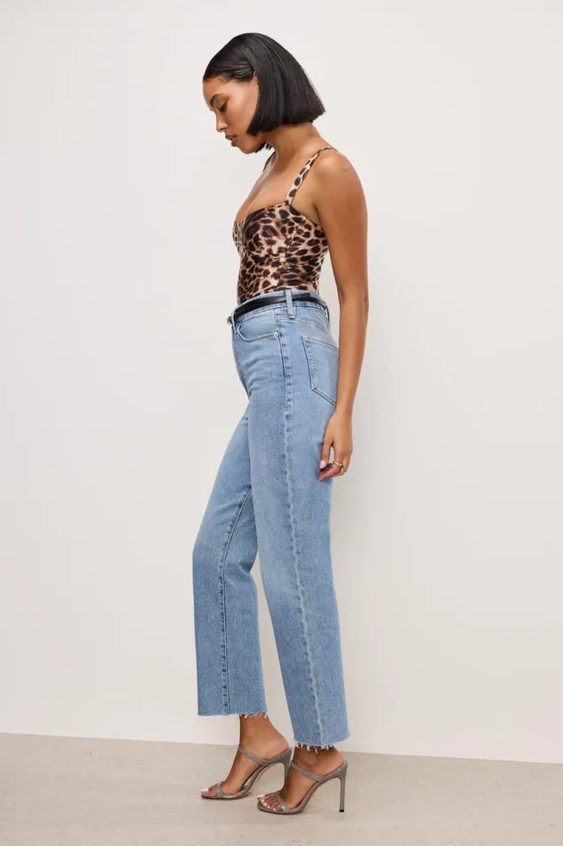 Women GOOD AMERICAN Jeans GOOD BOY STRAIGHT CROPPEDJEANS Indigo766