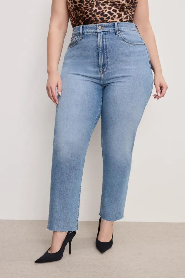 Women GOOD AMERICAN Jeans GOOD BOY STRAIGHT CROPPEDJEANS Indigo766