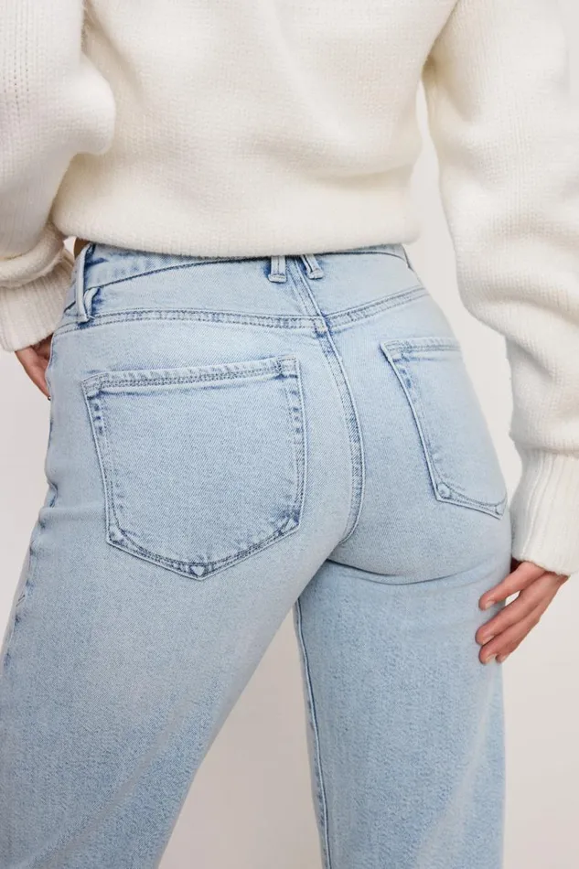 Women GOOD AMERICAN Jeans GOOD BOY STRAIGHT PETITEJEANS Indigo753