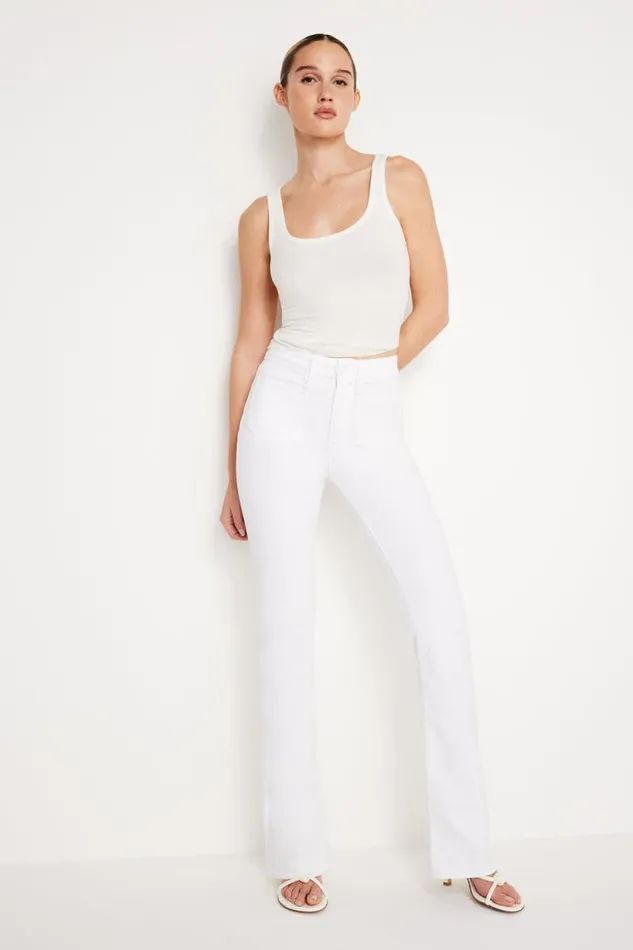 Women GOOD AMERICAN Jeans GOOD CLASSIC BOOTCUT LIGHT COMPRESSIONJEANS White001