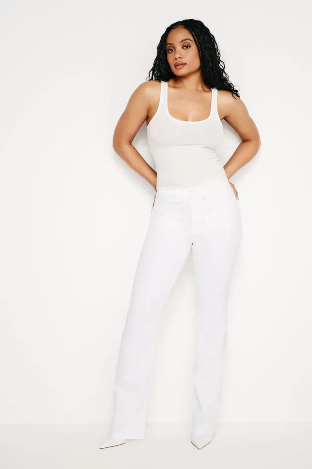 Women GOOD AMERICAN Jeans GOOD CLASSIC BOOTCUT LIGHT COMPRESSIONJEANS White001