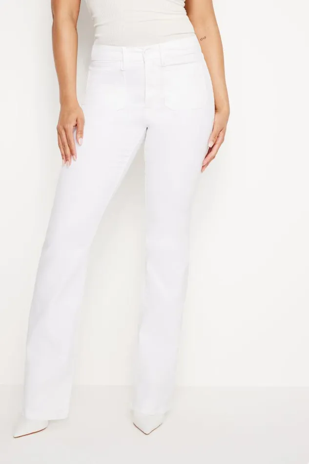 Women GOOD AMERICAN Jeans GOOD CLASSIC BOOTCUT LIGHT COMPRESSIONJEANS White001