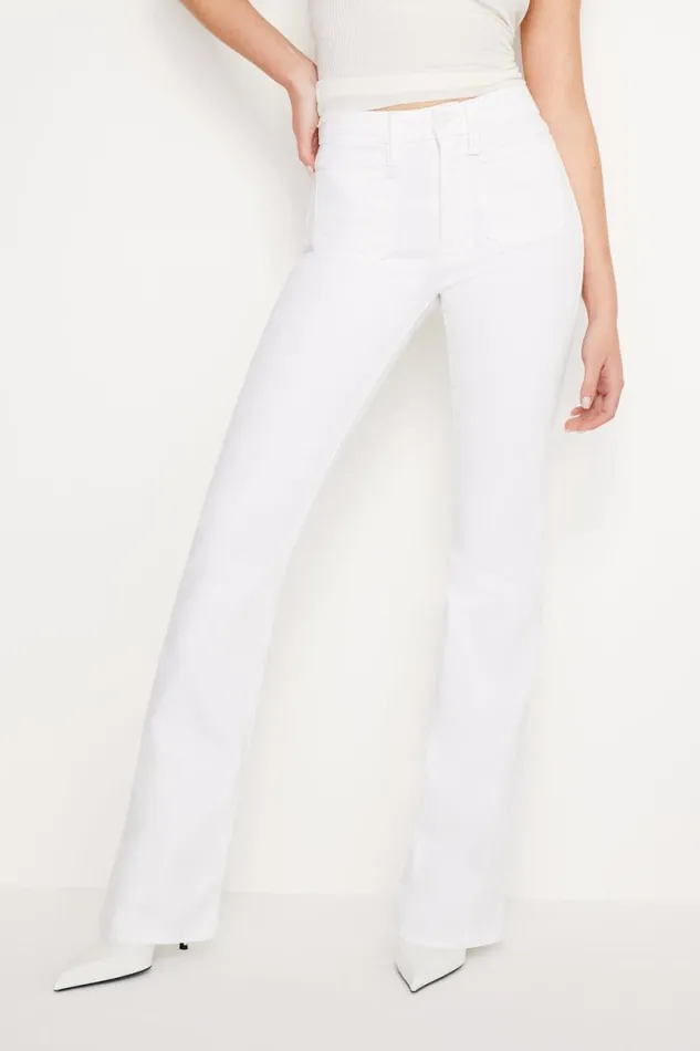 Women GOOD AMERICAN Jeans GOOD CLASSIC BOOTCUT LIGHT COMPRESSIONJEANS White001