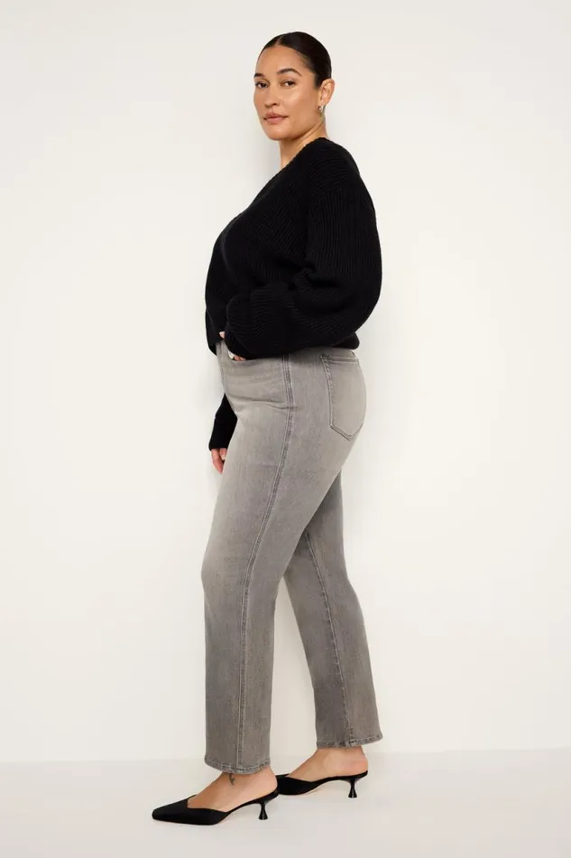Women GOOD AMERICAN Jeans GOOD CURVE STRAIGHT LIGHT COMPRESSIONJEANS Black336