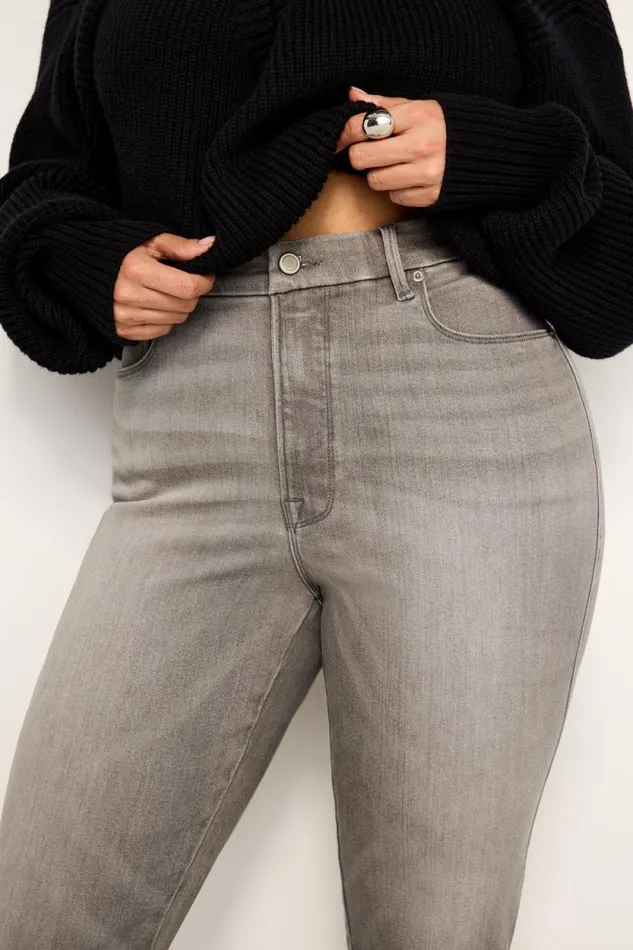 Women GOOD AMERICAN Jeans GOOD CURVE STRAIGHT LIGHT COMPRESSIONJEANS Black336