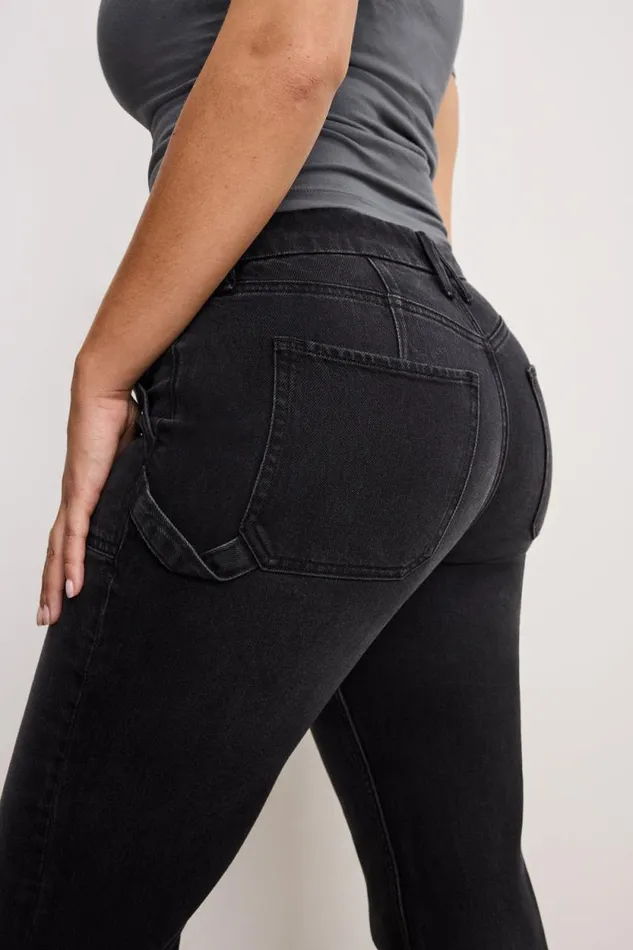 Women GOOD AMERICAN Jeans GOOD ICON STRAIGHT CARPENTERJEANS Black354