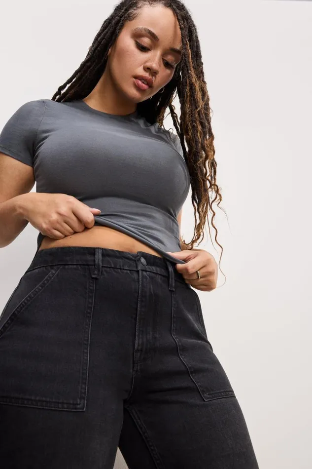 Women GOOD AMERICAN Jeans GOOD ICON STRAIGHT CARPENTERJEANS Black354
