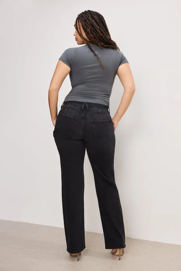 Women GOOD AMERICAN Jeans GOOD ICON STRAIGHT CARPENTERJEANS Black354