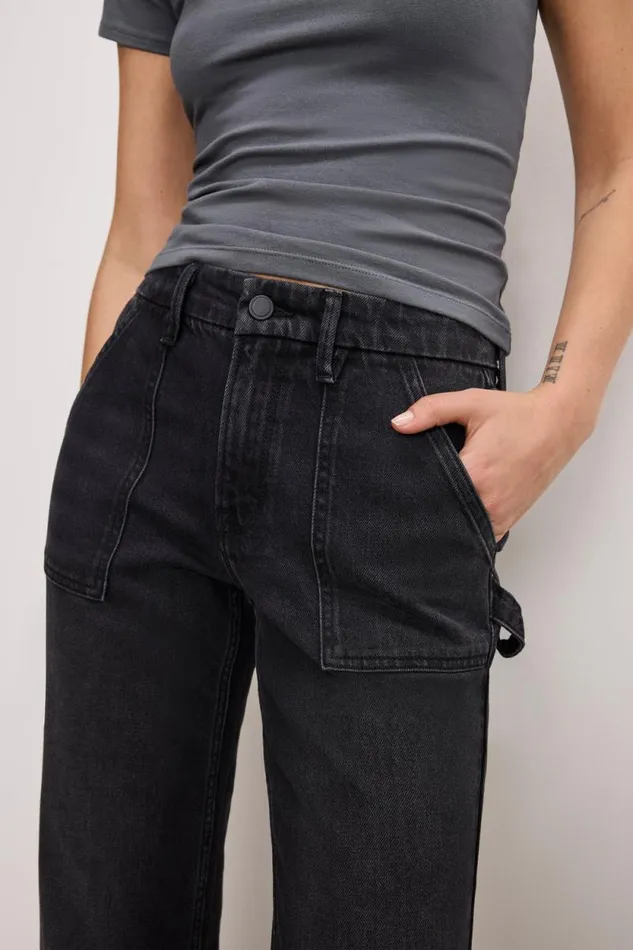 Women GOOD AMERICAN Jeans GOOD ICON STRAIGHT CARPENTERJEANS Black354