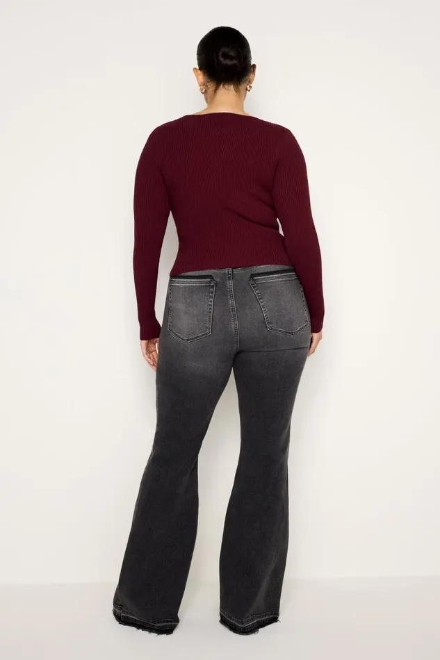 Women GOOD AMERICAN Jeans GOOD LEGS FLAREJEANS Black338