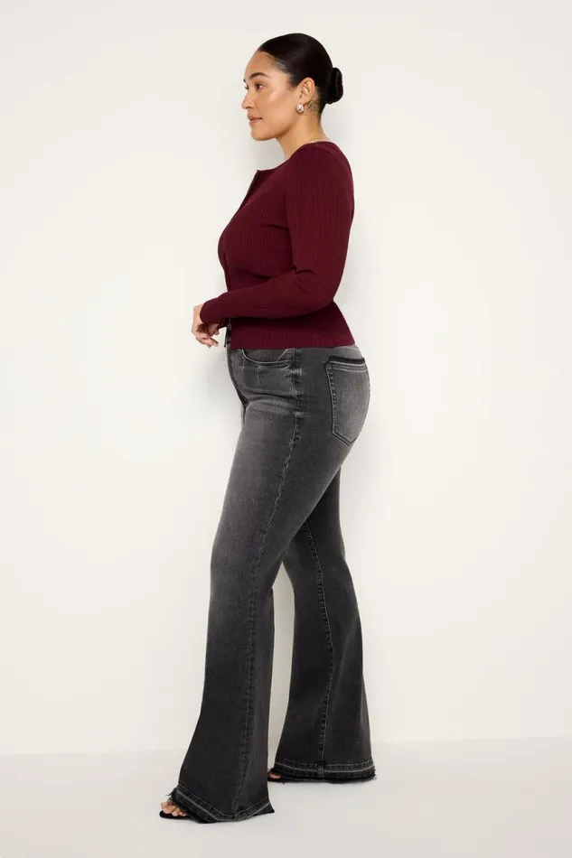 Women GOOD AMERICAN Jeans GOOD LEGS FLAREJEANS Black338