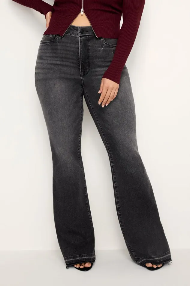 Women GOOD AMERICAN Jeans GOOD LEGS FLAREJEANS Black338