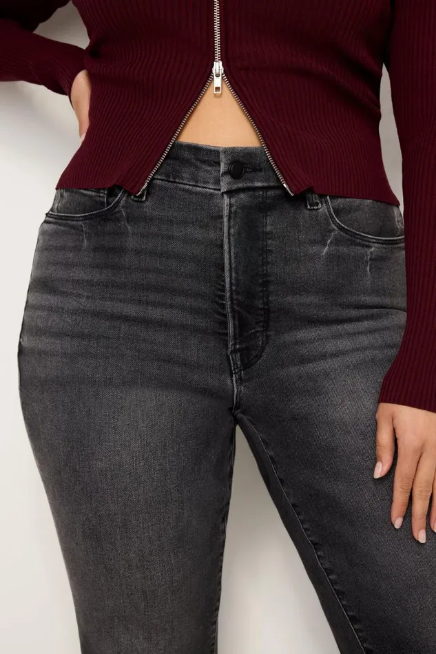 Women GOOD AMERICAN Jeans GOOD LEGS FLAREJEANS Black338