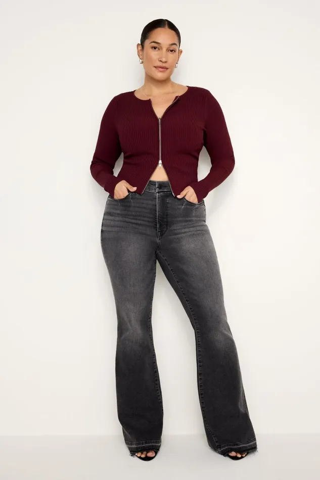 Women GOOD AMERICAN Jeans GOOD LEGS FLAREJEANS Black338