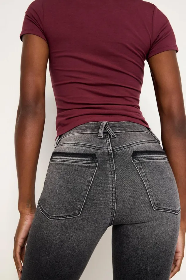 Women GOOD AMERICAN Jeans GOOD LEGS FLAREJEANS Black338