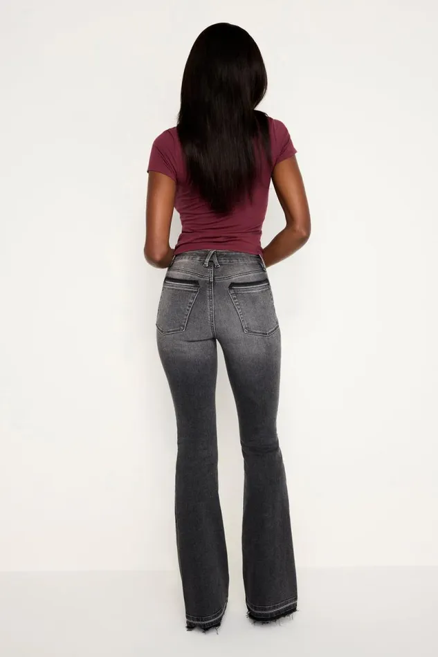 Women GOOD AMERICAN Jeans GOOD LEGS FLAREJEANS Black338