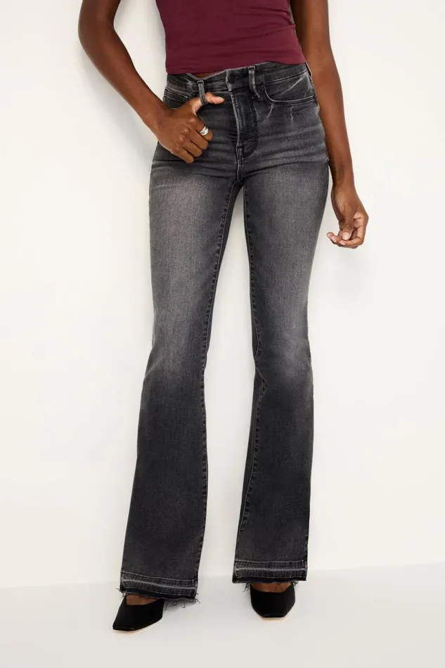 Women GOOD AMERICAN Jeans GOOD LEGS FLAREJEANS Black338