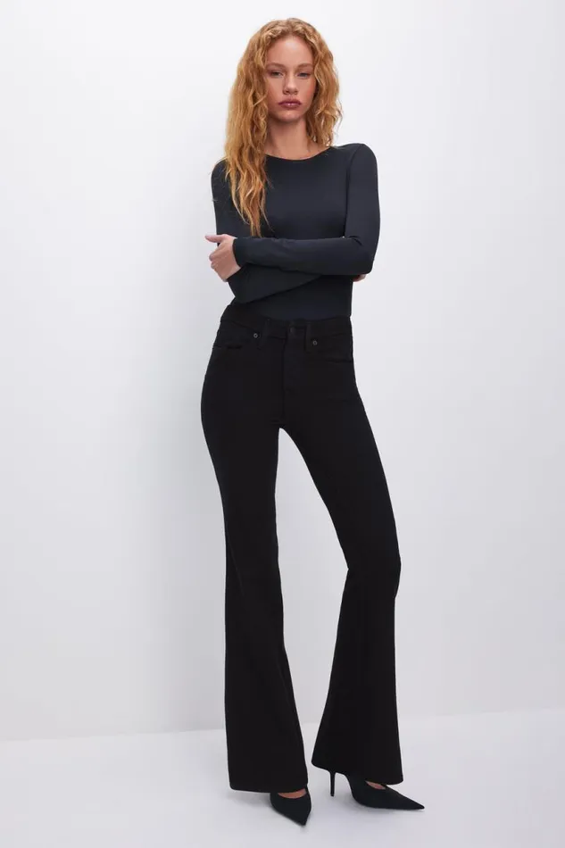 Women GOOD AMERICAN Jeans GOOD LEGS FLARE NEVER FADE JEANSLONG Black001
