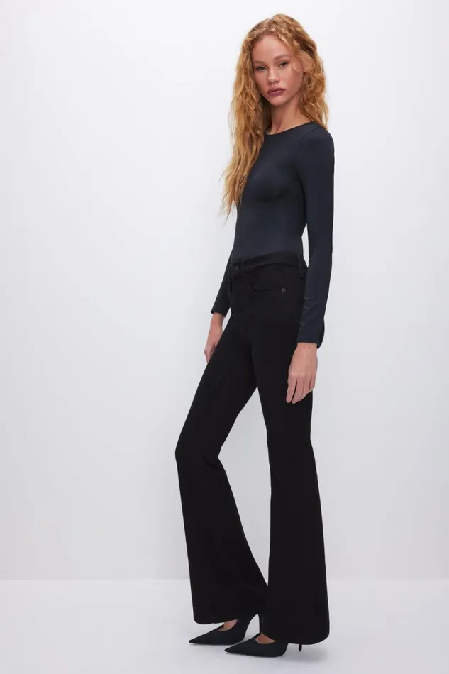 Women GOOD AMERICAN Jeans GOOD LEGS FLARE NEVER FADE JEANSLONG Black001