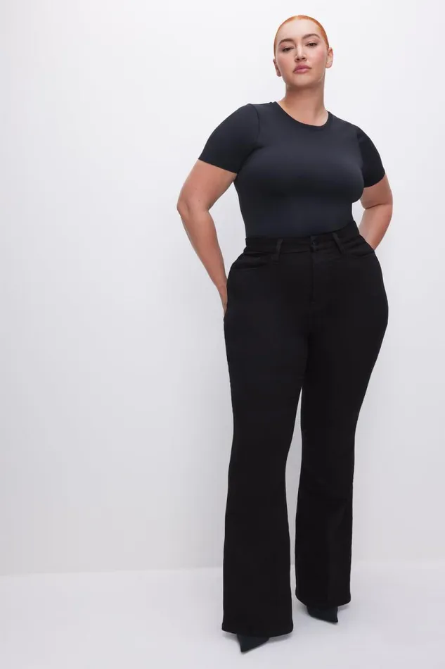 Women GOOD AMERICAN Jeans GOOD LEGS FLARE NEVER FADE JEANSLONG Black001