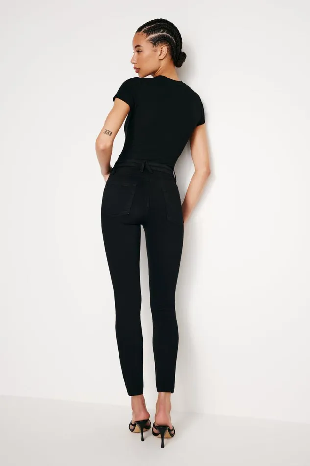 Women GOOD AMERICAN Jeans GOOD LEGS SKINNY CROPPEDJEANS Black001
