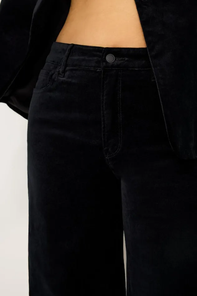 Women GOOD AMERICAN Jeans VELVET GOOD SKATETROUSERS Black001