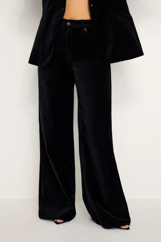 Women GOOD AMERICAN Jeans VELVET GOOD SKATETROUSERS Black001