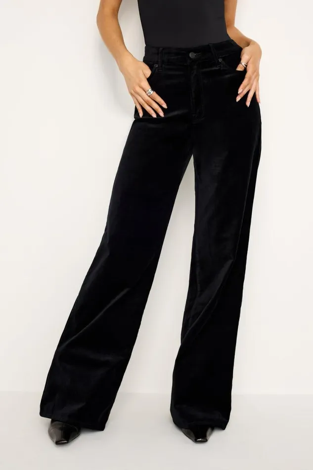 Women GOOD AMERICAN Jeans VELVET GOOD SKATETROUSERS Black001