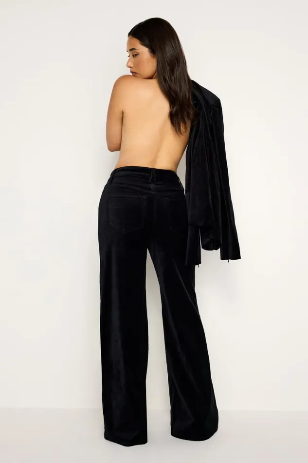 Women GOOD AMERICAN Jeans VELVET GOOD SKATETROUSERS Black001