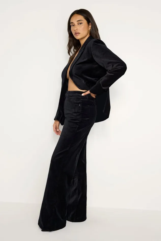 Women GOOD AMERICAN Jeans VELVET GOOD SKATETROUSERS Black001