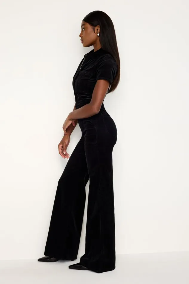Women GOOD AMERICAN Jumpsuits FIT FOR SUCCESS CORDUROY PALAZZOJUMPSUIT Black001