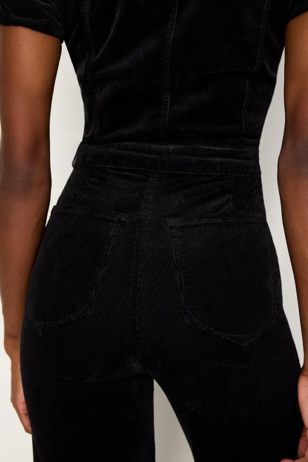 Women GOOD AMERICAN Jumpsuits FIT FOR SUCCESS CORDUROY PALAZZOJUMPSUIT Black001