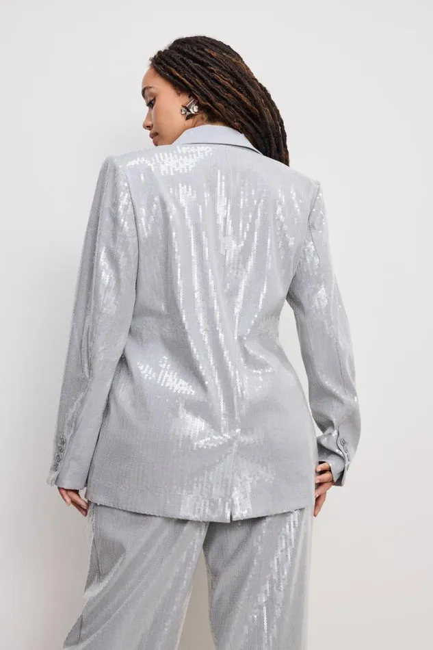 Women GOOD AMERICAN Outerwear SEQUIN OVERSIZEDBLAZER Heather Grey001