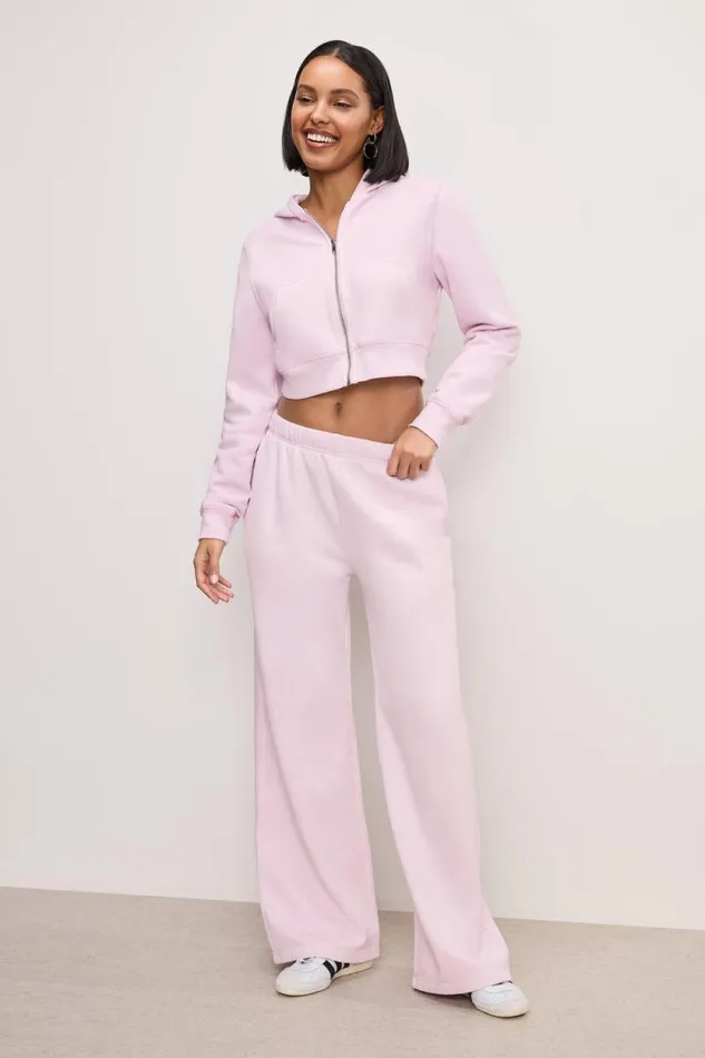 Women GOOD AMERICAN Pants BRUSHED FLEECE WIDE LEGSWEATPANTS Washed Cotton Candy Pink001 Women GOOD AMERICAN Pants BRUSHED FLEECE WIDE LEGSWEATPANTS Washed Cotton Candy Pink001