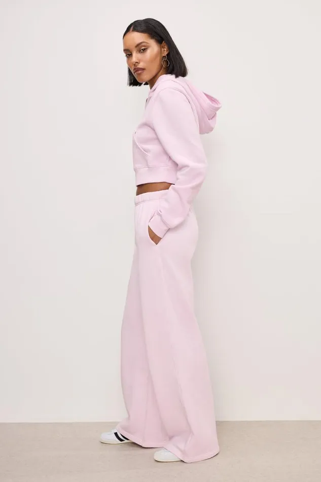 Women GOOD AMERICAN Pants BRUSHED FLEECE WIDE LEGSWEATPANTS Washed Cotton Candy Pink001 Women GOOD AMERICAN Pants BRUSHED FLEECE WIDE LEGSWEATPANTS Washed Cotton Candy Pink001