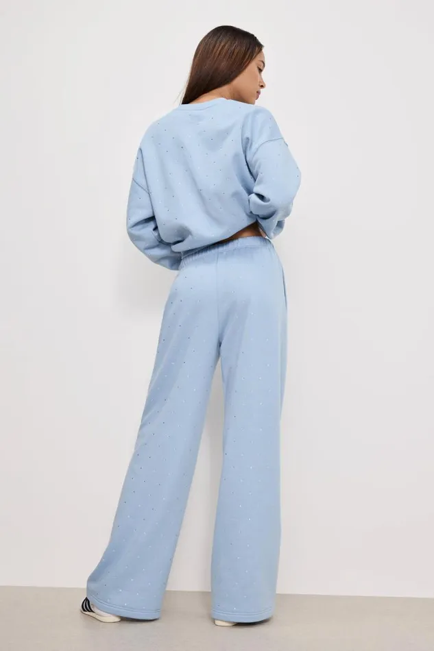 Women GOOD AMERICAN Pants CRYSTAL WIDE LEGSWEATPANTS Winter Sky001
