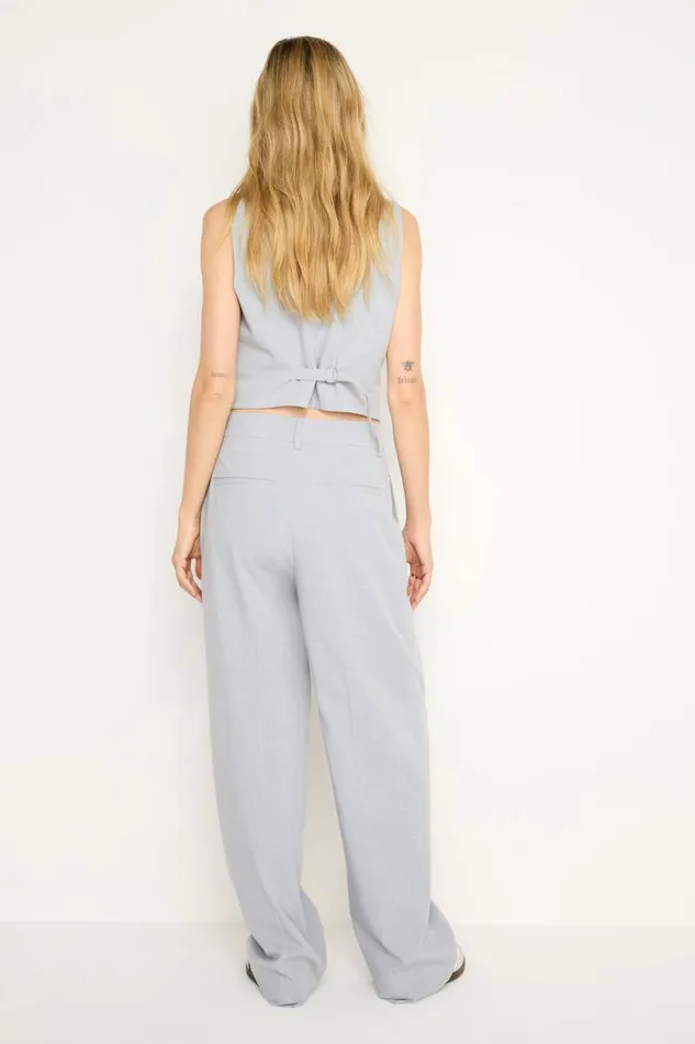 Women GOOD AMERICAN Pants ESSENTIAL SUITING PLEATEDTROUSERS Heather Grey001