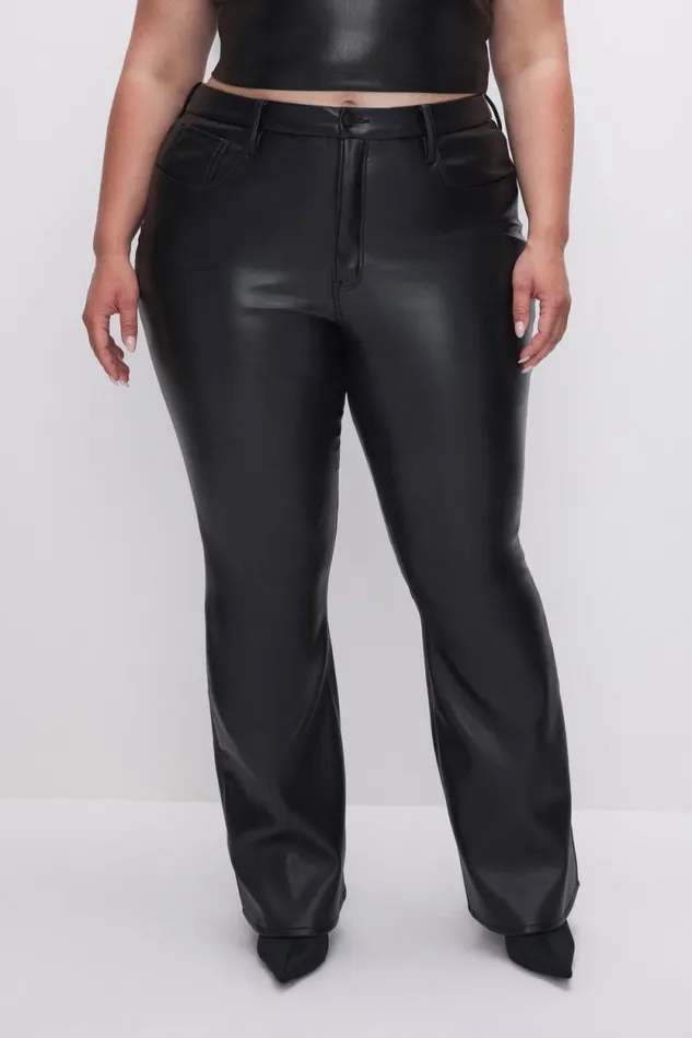 Women GOOD AMERICAN Pants GOOD LEGS FLARE FAUX LEATHERPANTS Black001
