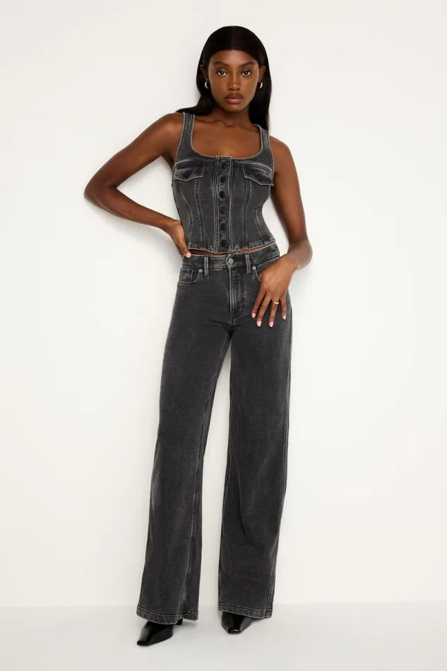 Women GOOD AMERICAN Pants JEANIUS GOOD SKATESWEATPANTS Black322