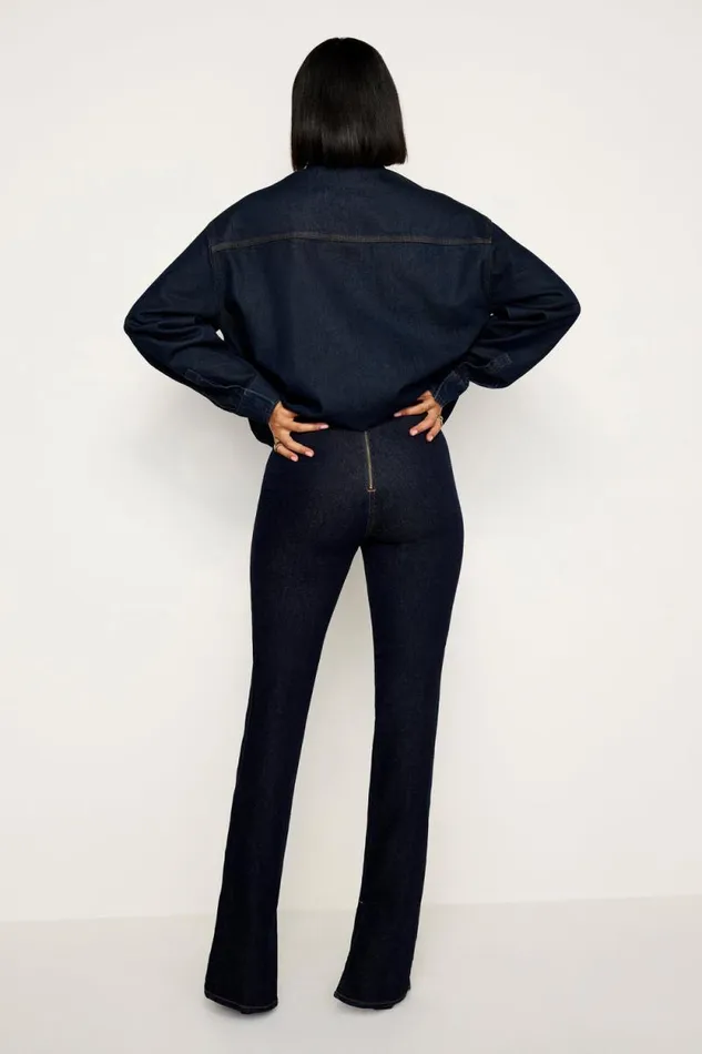 Women GOOD AMERICAN Pants RINSED DENIM PULLONPANTS Indigo716