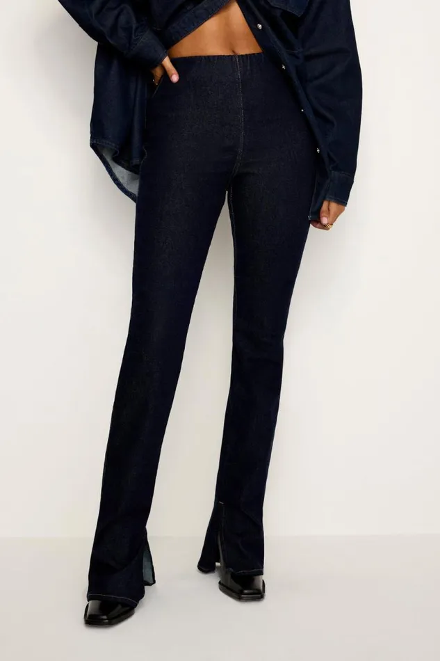 Women GOOD AMERICAN Pants RINSED DENIM PULLONPANTS Indigo716