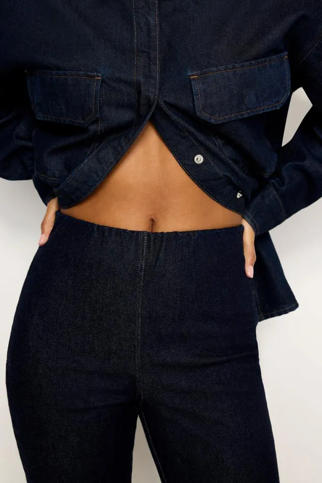 Women GOOD AMERICAN Pants RINSED DENIM PULLONPANTS Indigo716