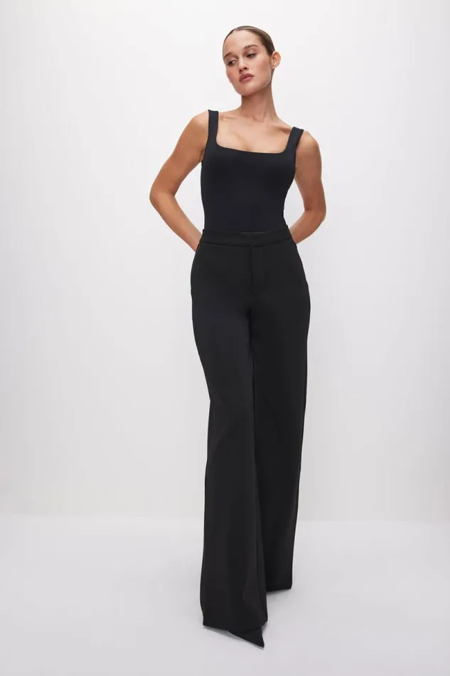 Women GOOD AMERICAN Pants SCUBA WIDE LEGTROUSERS Black001