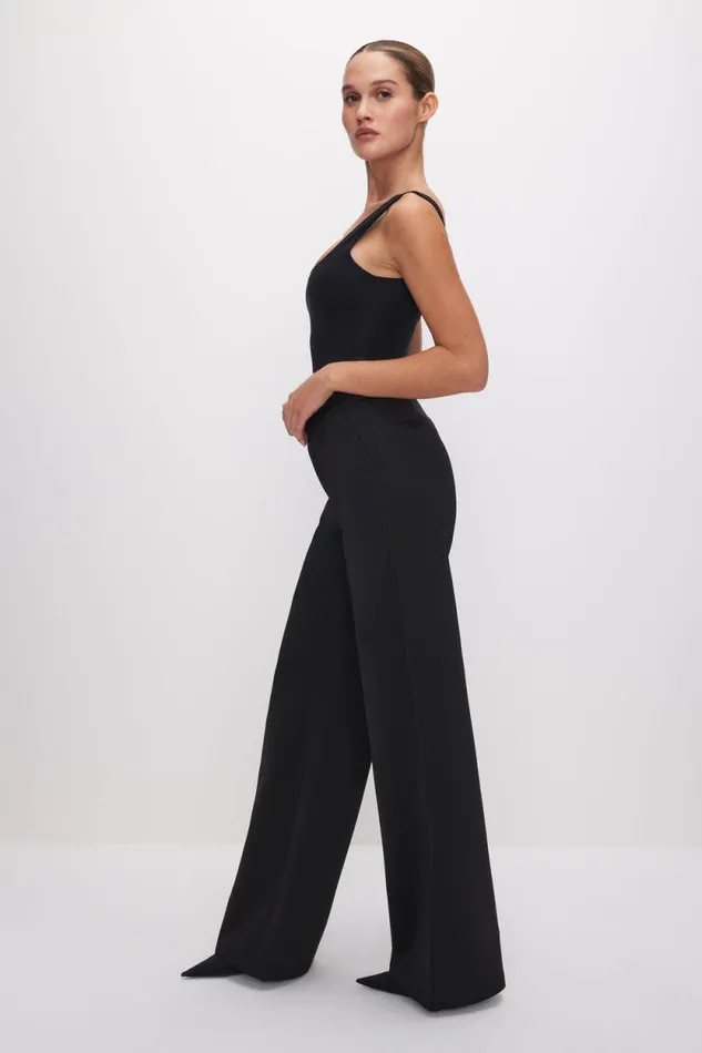 Women GOOD AMERICAN Pants SCUBA WIDE LEGTROUSERS Black001