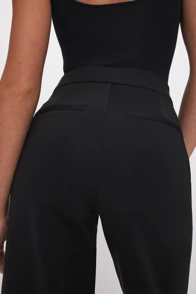 Women GOOD AMERICAN Pants SCUBA WIDE LEGTROUSERS Black001